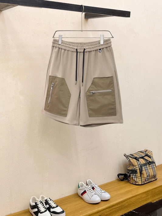 Color‑Block Zipper Cargo Shorts