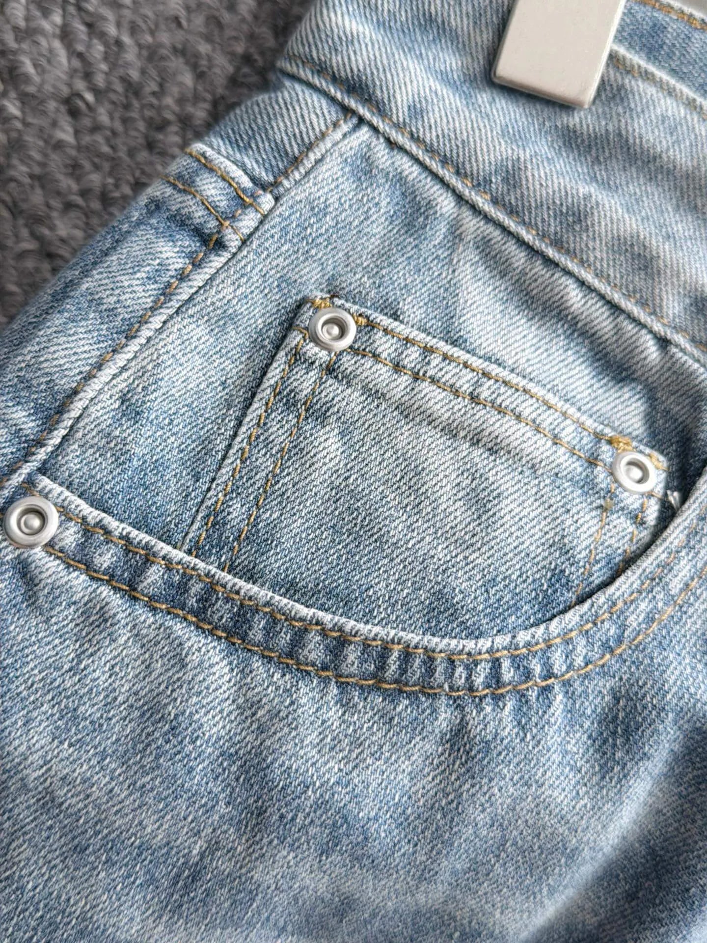 Seam Stitching Washed Denim Shorts