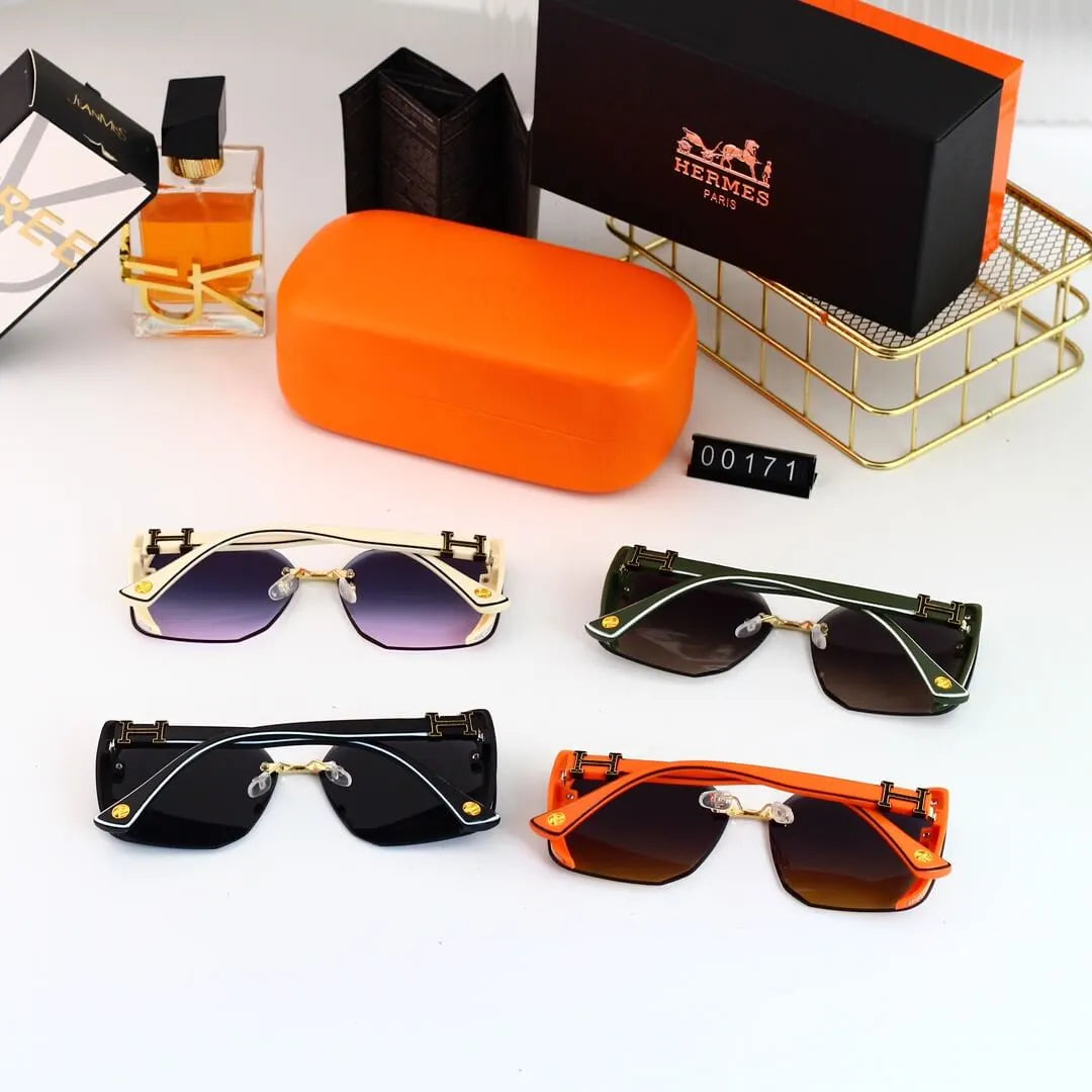 H Rimless Cut Edge Square Sunglasses