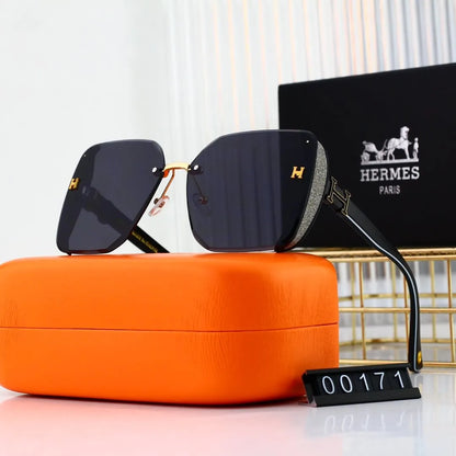 H Rimless Cut Edge Square Sunglasses