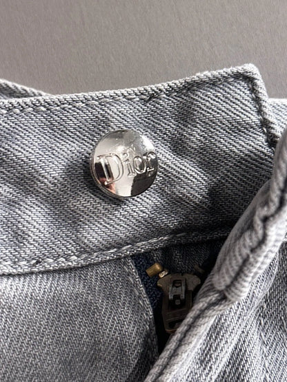 Embroidered   Washed Denim Shorts
