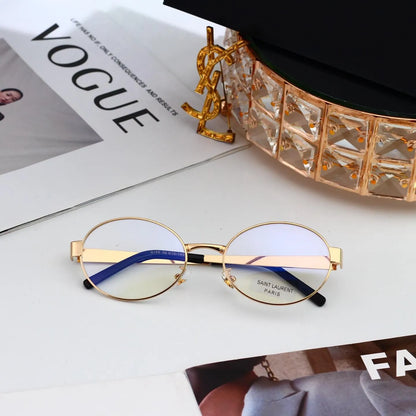 Retro Slim Metal Oval Sunglasses