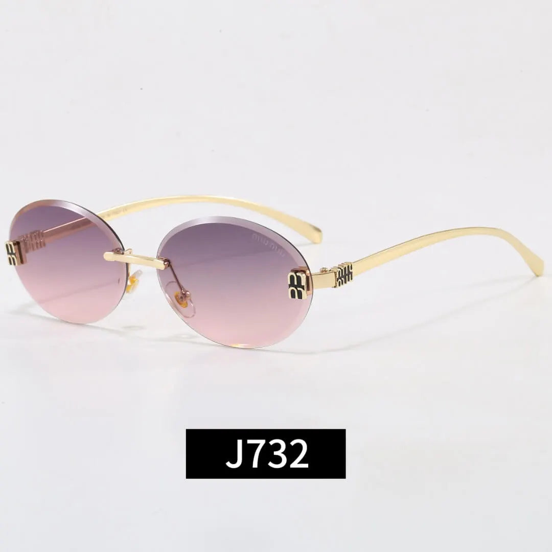 Rimless Oval Letter Sunglasses
