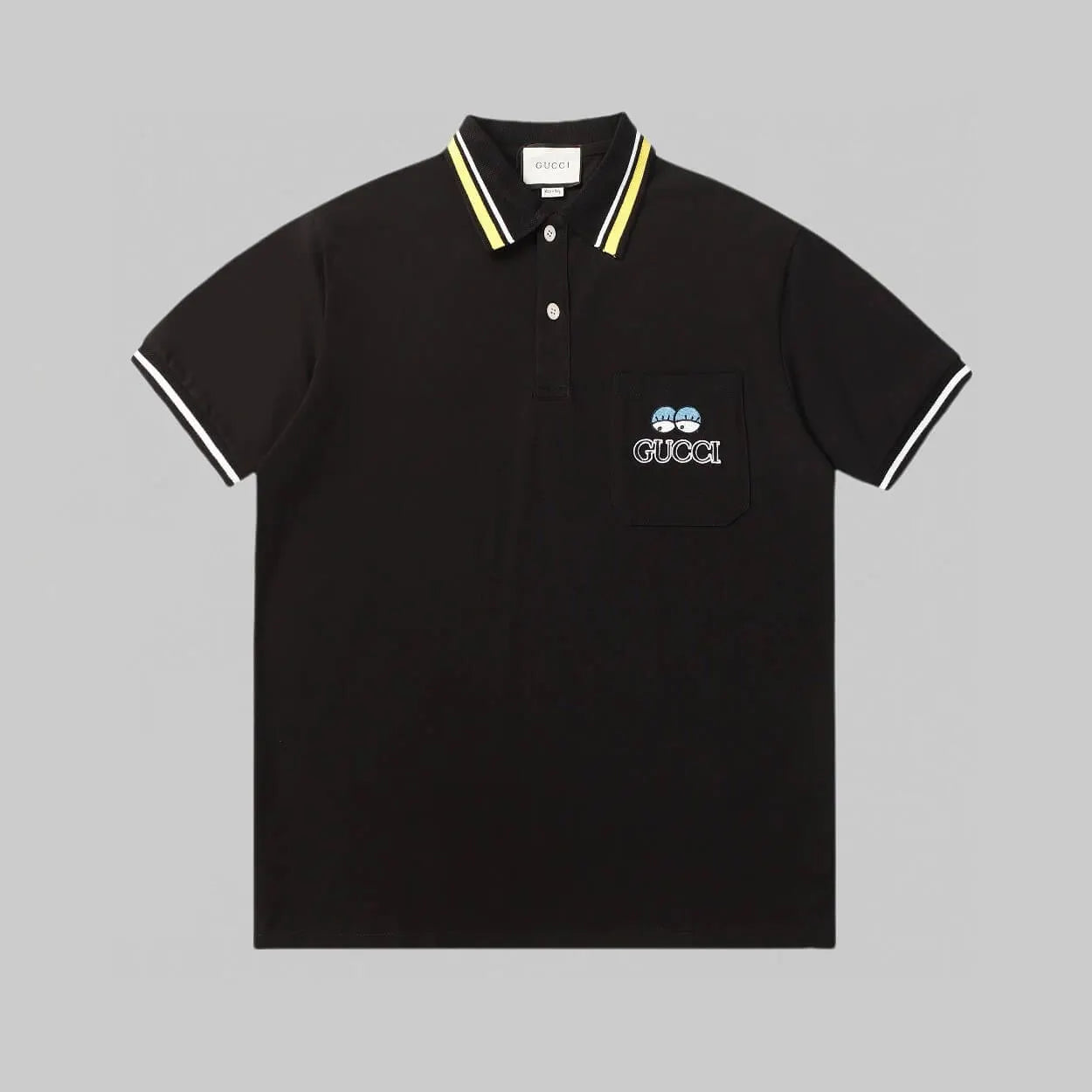 Dual‑Eye Gaze‑Motif Embroidered Polo Shirt