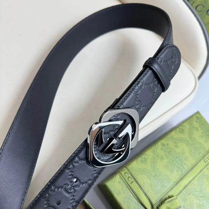 Stylish Two-Color Square Metal Buckle Belt