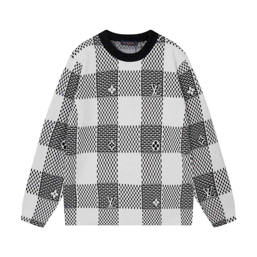 Checkered Monogram Knit Sweater