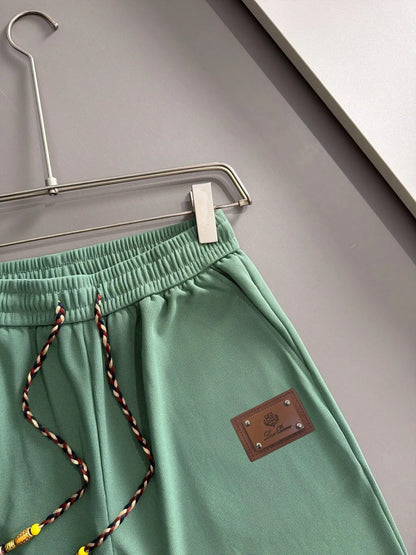 Braided Drawstring Printed Cuff Shorts
