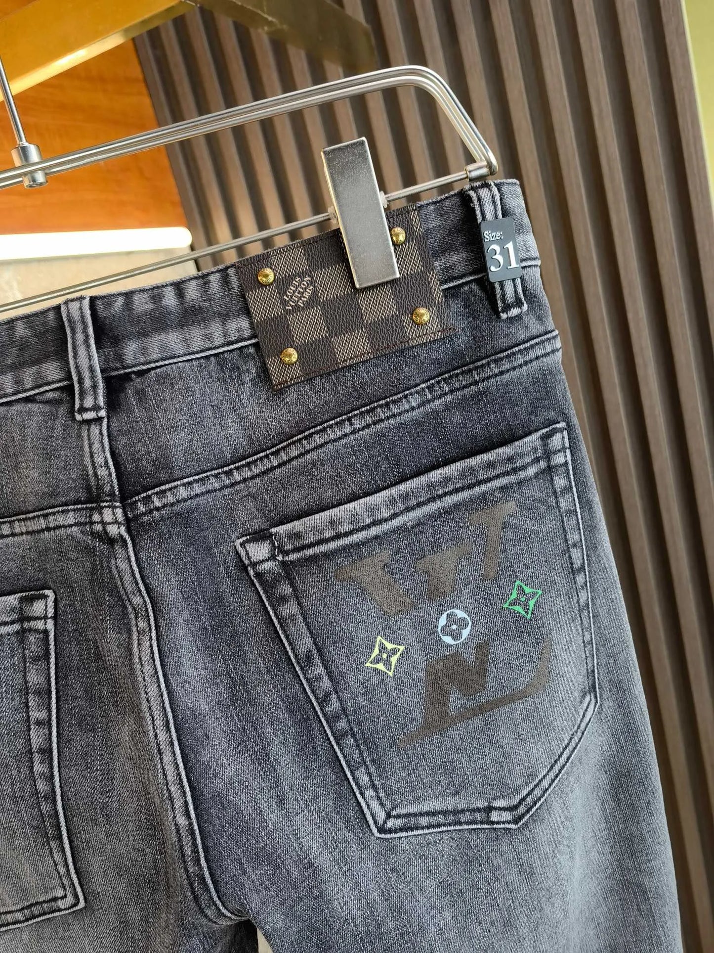 Checkerboard Brown Print Jeans