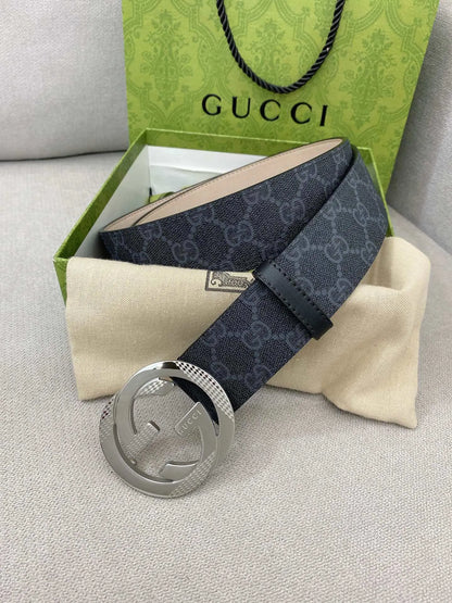 Retro Double G All-Over Print Leather Belt