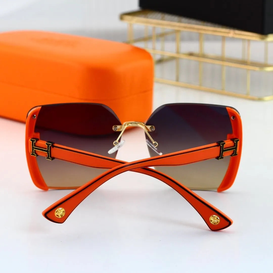 H Rimless Cut Edge Square Sunglasses