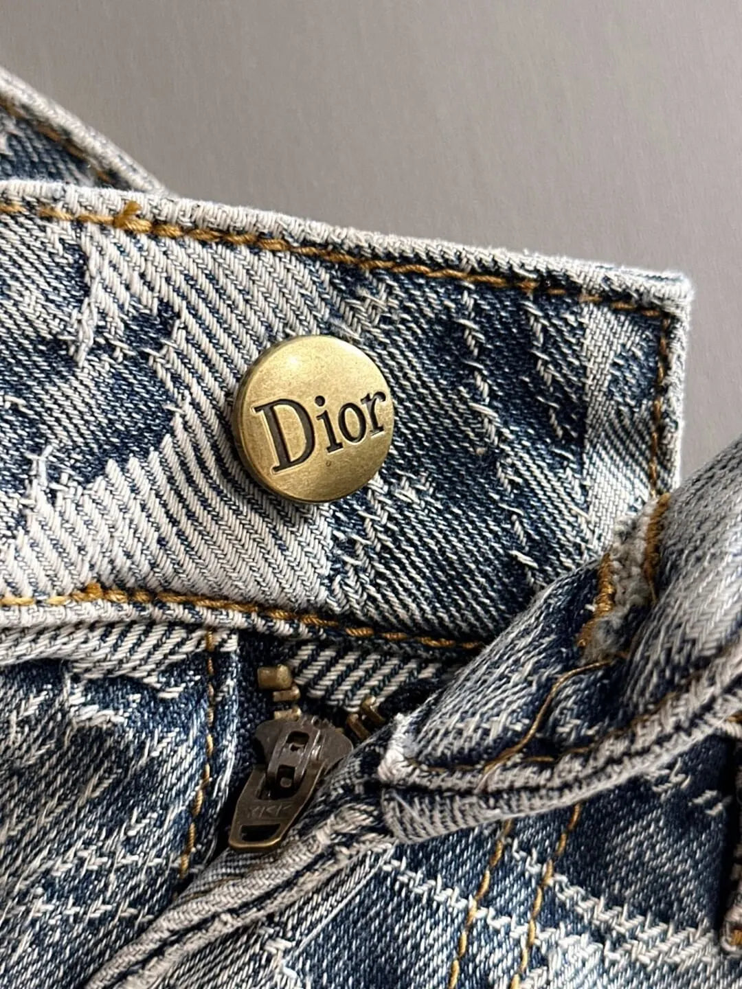 Wave Jacquard Washed Denim Shorts