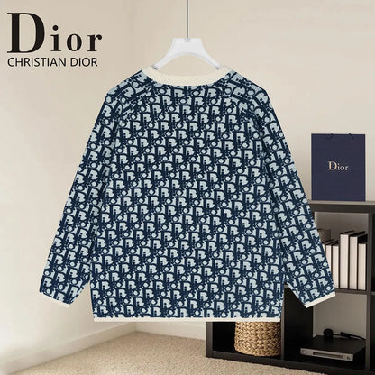 Oblique Jacquard Crew Neck Knit Sweater