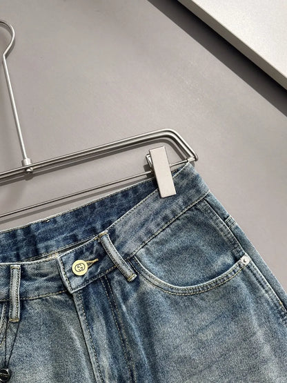 Multi‑Cargo Pocket Workwear Denim Shorts