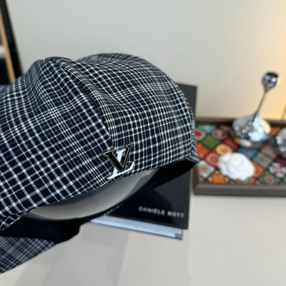 Plaid Retro Literary Style Beret Hat