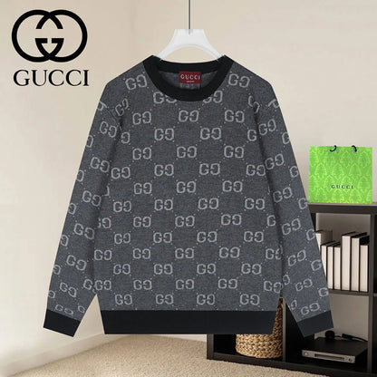 Jacquard Crew Neck Knit Sweater