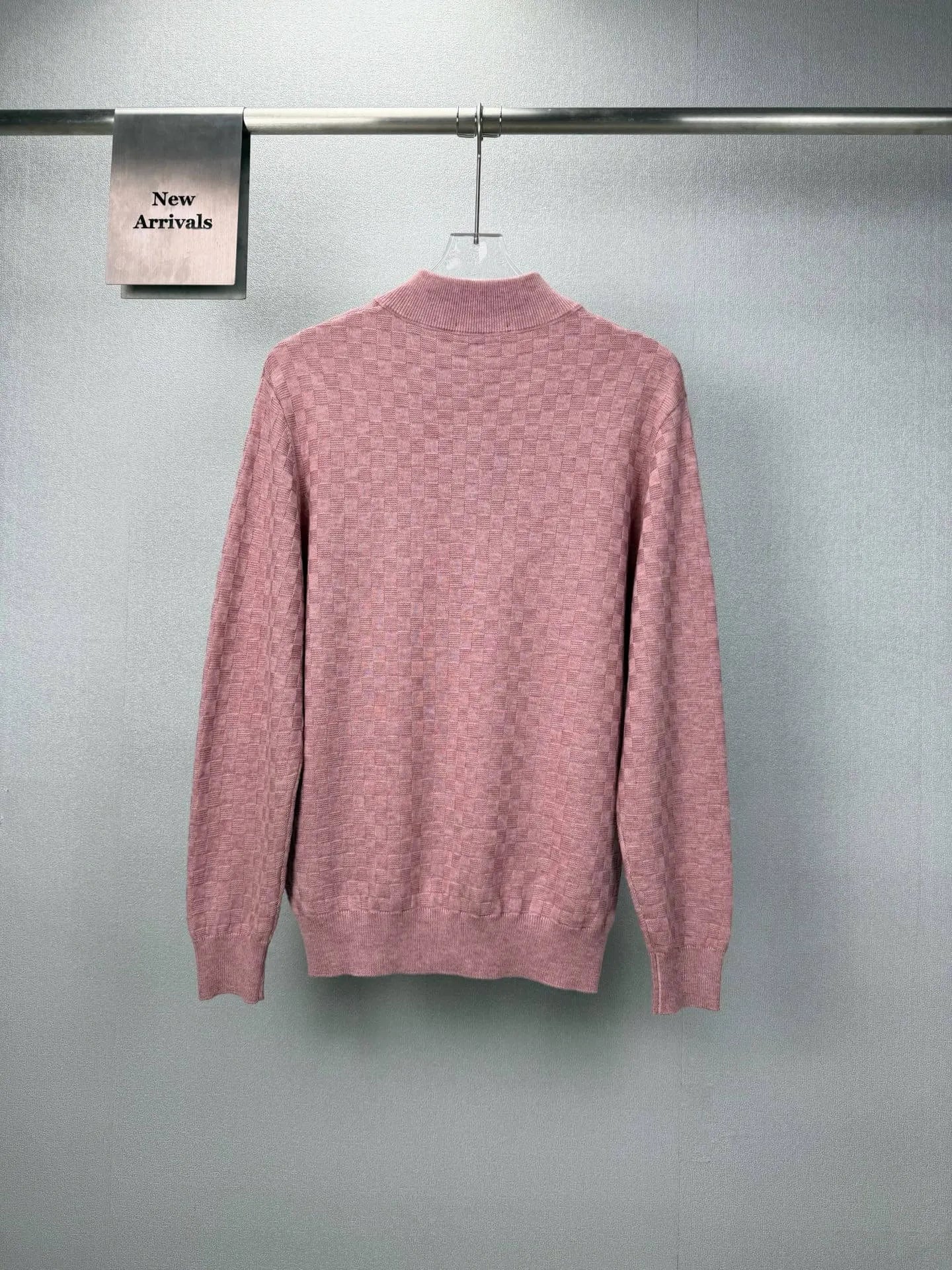 Embroidery  Checker Half Zip Knit Sweater