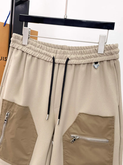 Color‑Block Zipper Cargo Shorts