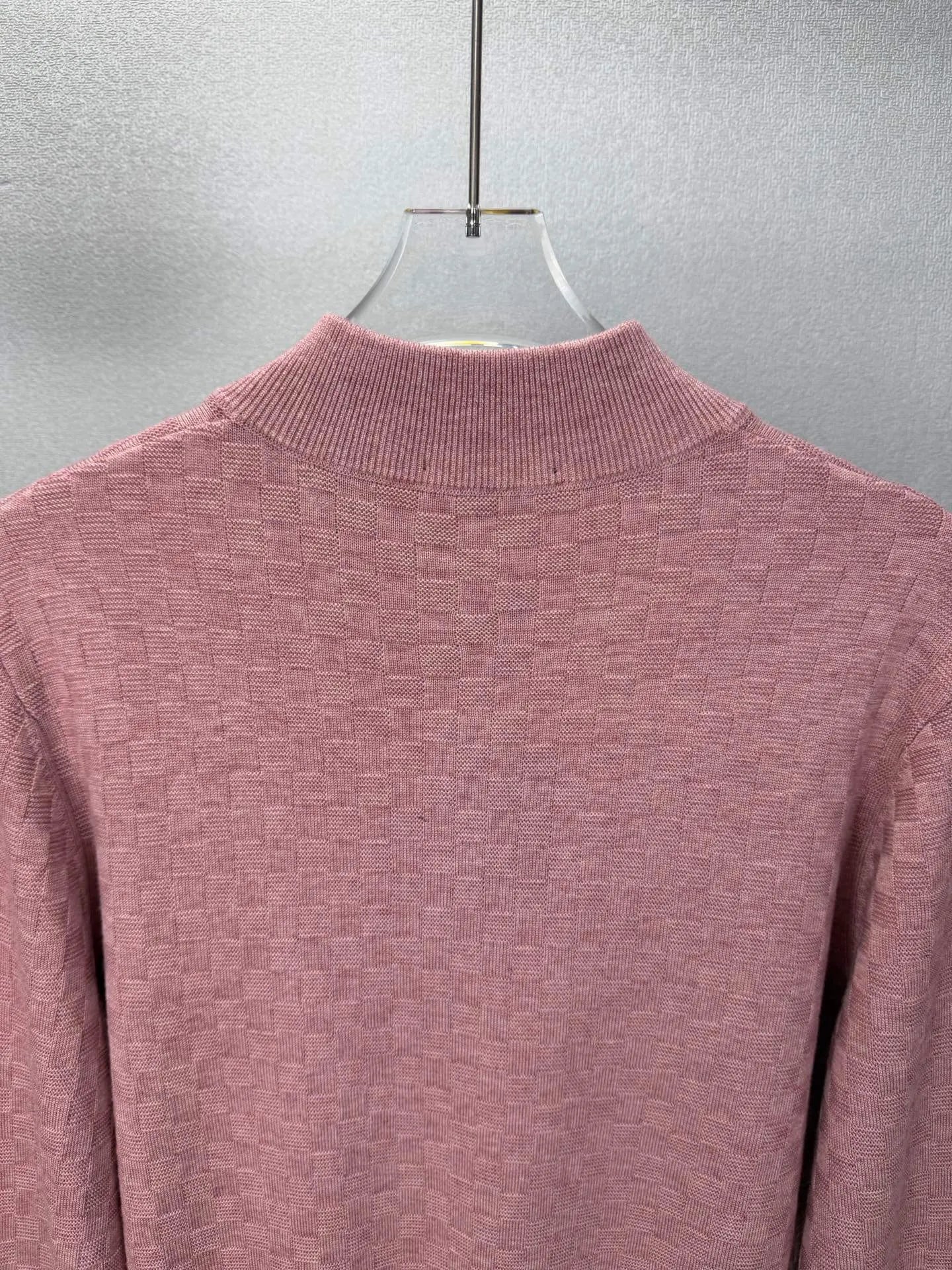 Embroidery  Checker Half Zip Knit Sweater