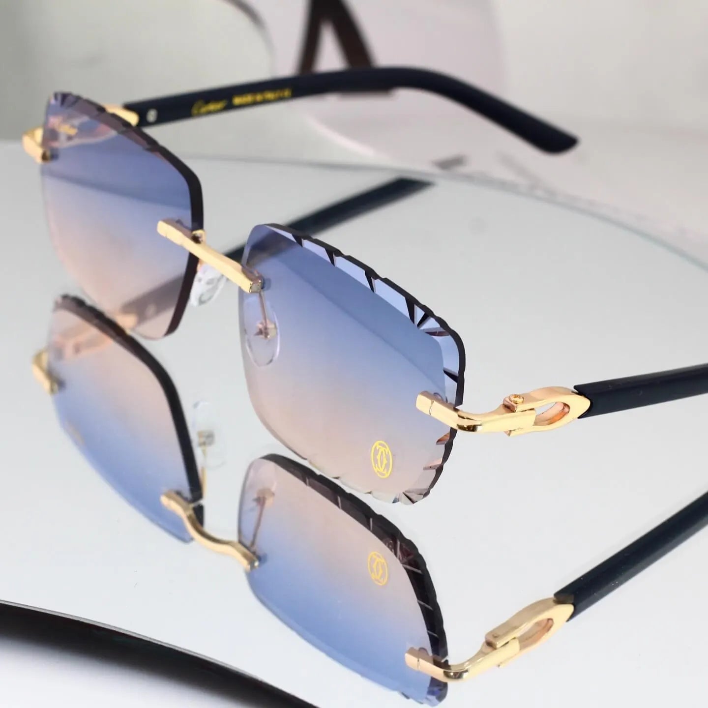 Scalloped Rimless Business Sunglasses