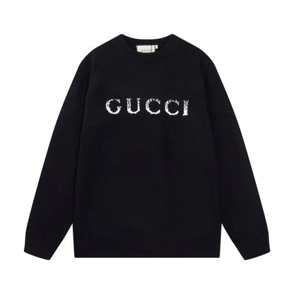 Front Letter Crewneck Knit Sweater