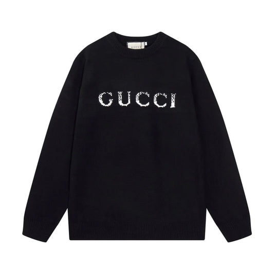 Front Letter Crewneck Knit Sweater