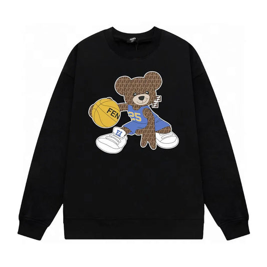 Teddy Bear Basketball Print Sweatshirt