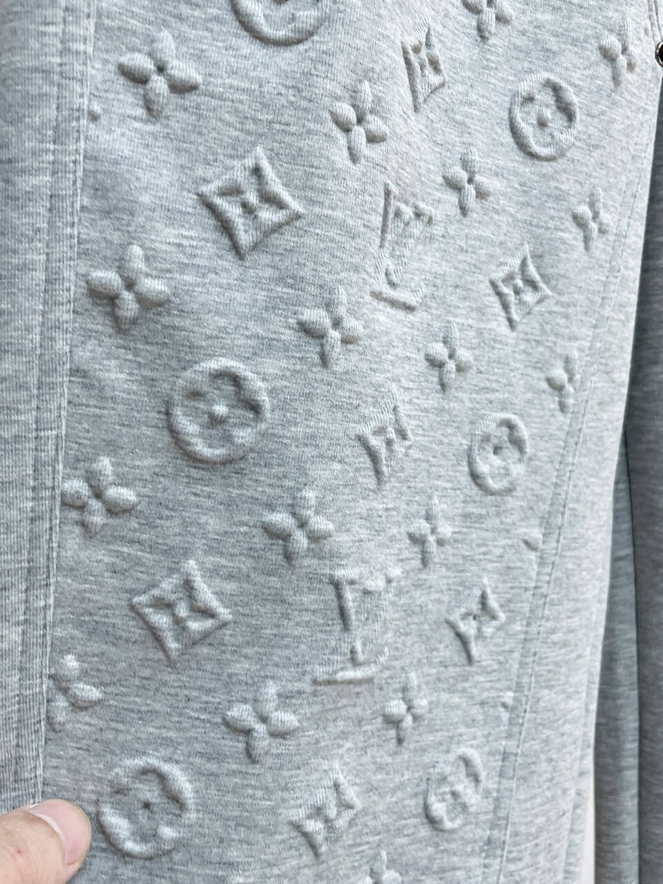 Embossed Monogram Patch Pocket Wide‑Leg Pants