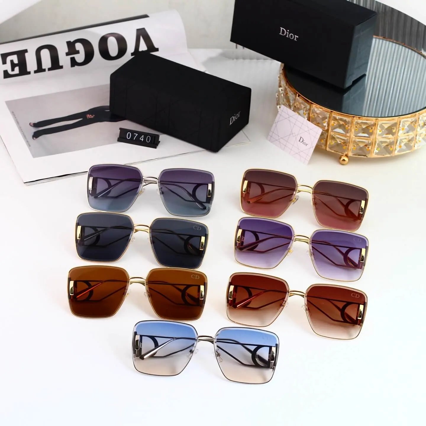 Thin Metal CD Accent Oversized Square sunglasses
