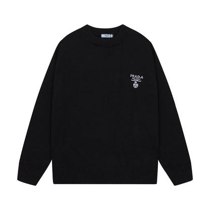 Chest Black Crewneck Sweater