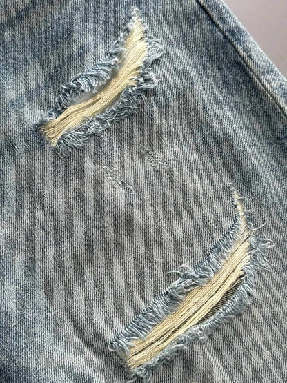 Vintage Distressed Ripped Denim Shorts