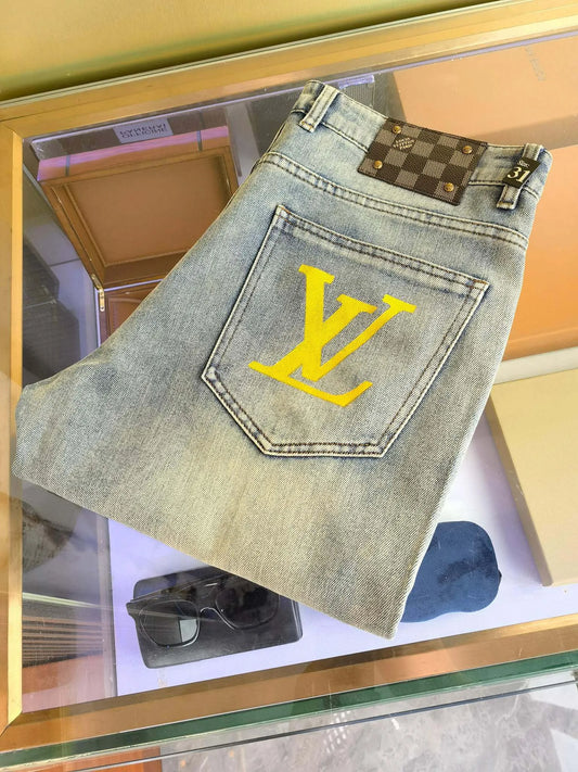 Checkerboard Yellow Emblem Jeans
