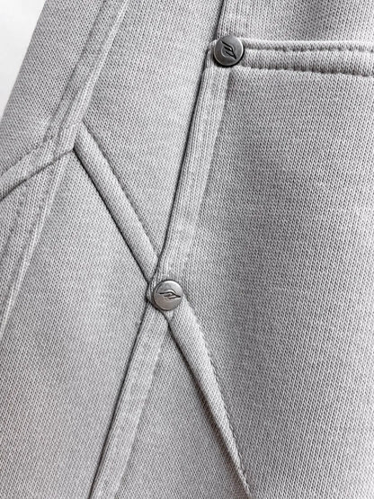Geometric Stitching Adjustable‑hem Pants