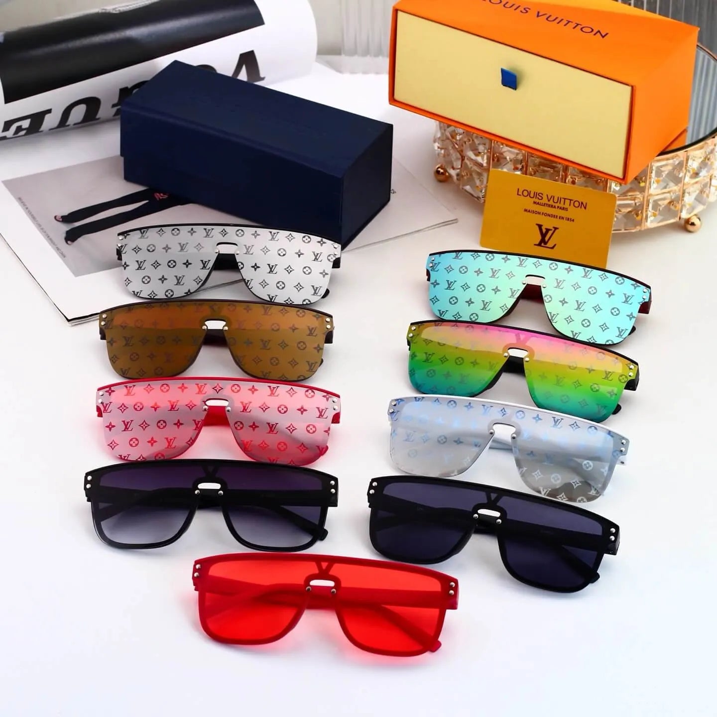 All-Over Print Square Shield Sunglasses