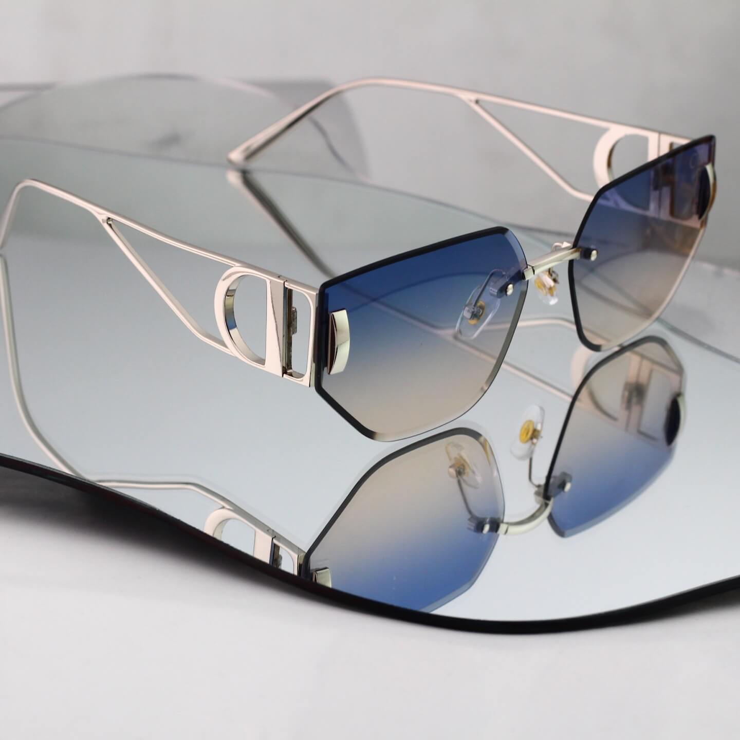 Rimless Cut Polygon Sunglasses
