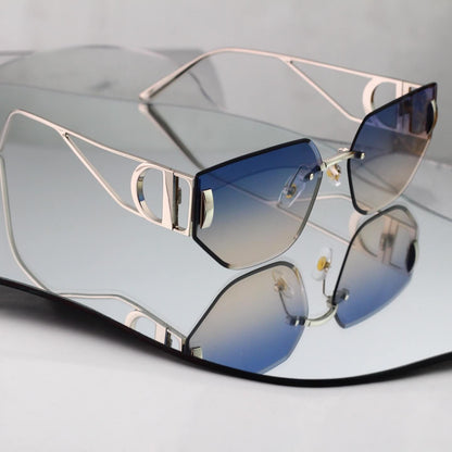 Rimless Cut Polygon Sunglasses