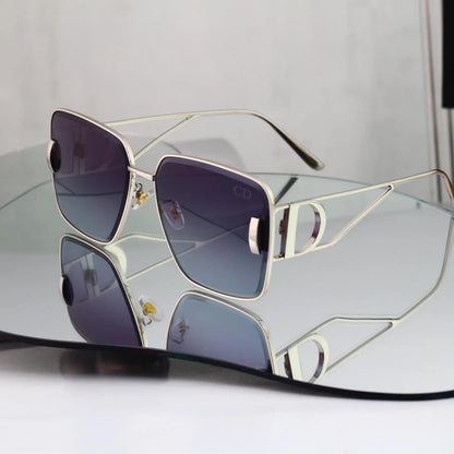 Thin Metal CD Accent Oversized Square sunglasses