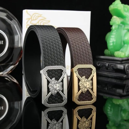 Face Pattern Leather Belt