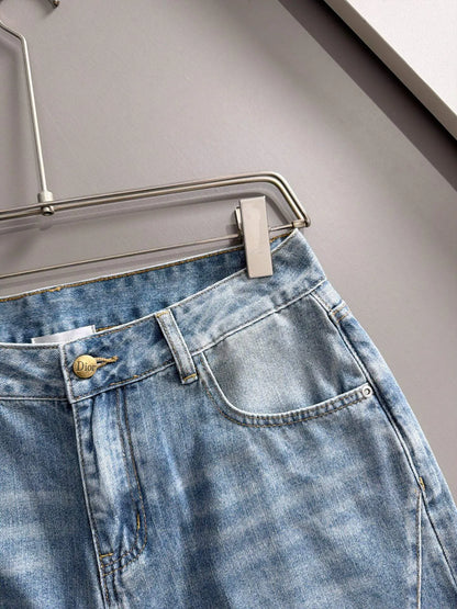 Seam Stitching Washed Denim Shorts