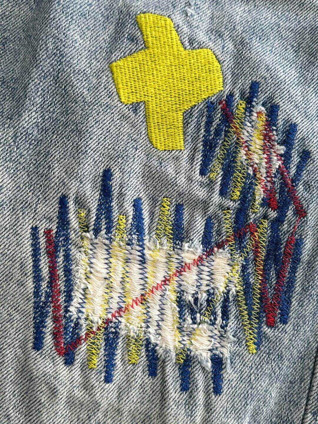 Star Cross Embroidered Distressed Denim Shorts