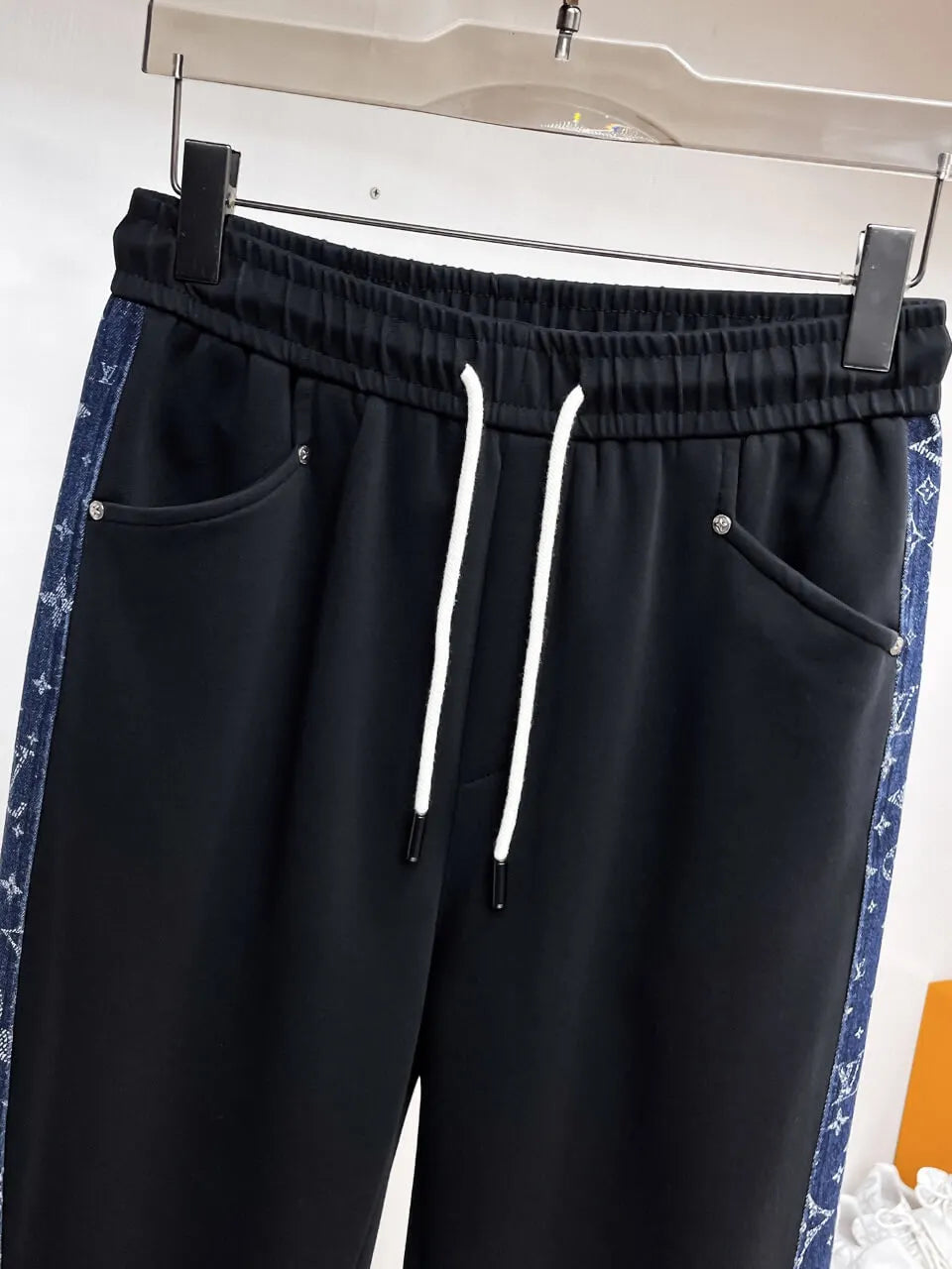 Denim Monogram Side Panel Spliced sweatpants