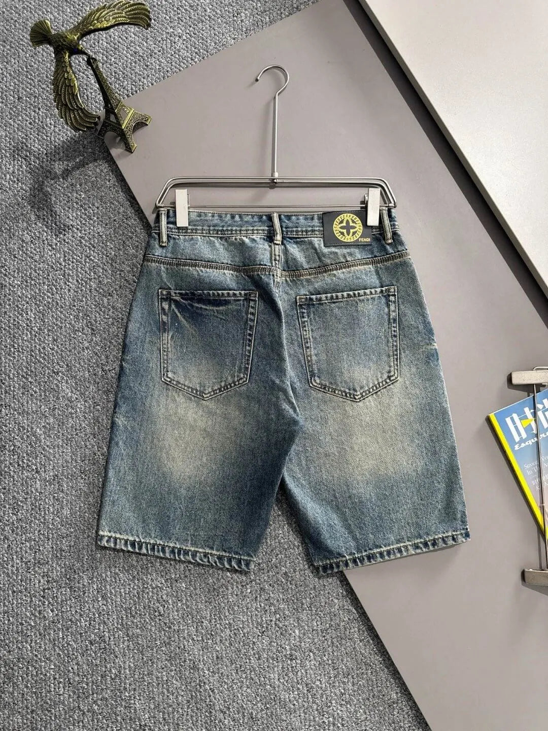 Ethnic Patchwork Decor Denim Shorts