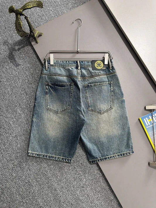 Ethnic Patchwork Decor Denim Shorts