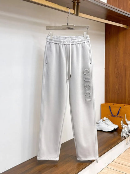 Side Embossed Drawstring‑Hem Pants