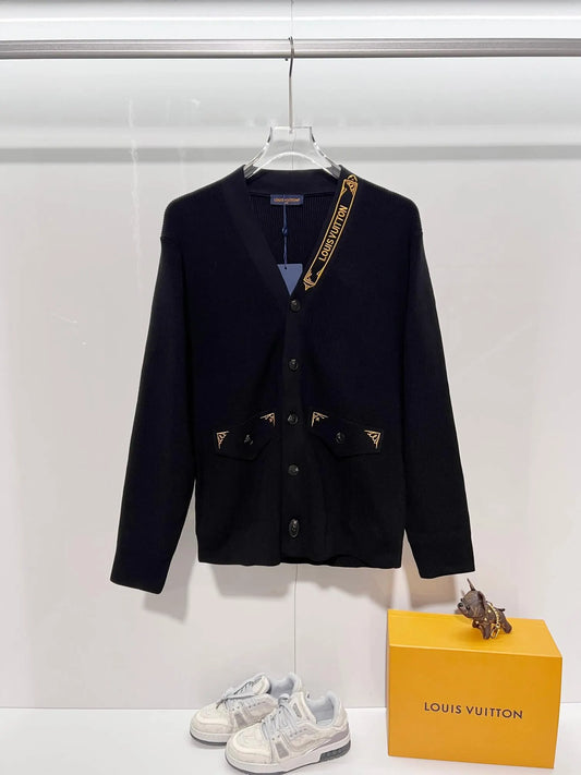Double‑Pocket Jacquard Cardigan Jacket