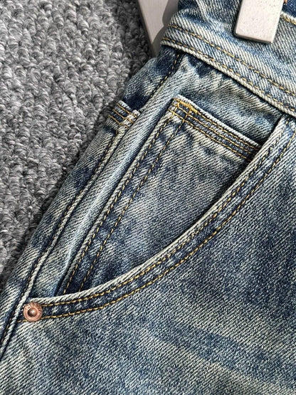 Ethnic Patchwork Decor Denim Shorts