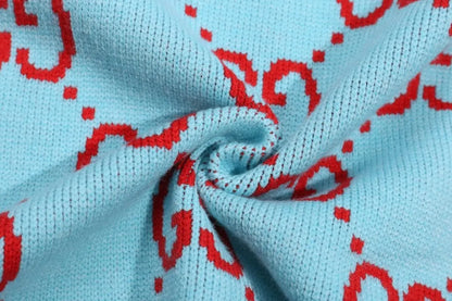 Bicolor Monogram V‑Neck Knit Sweater Cardigan
