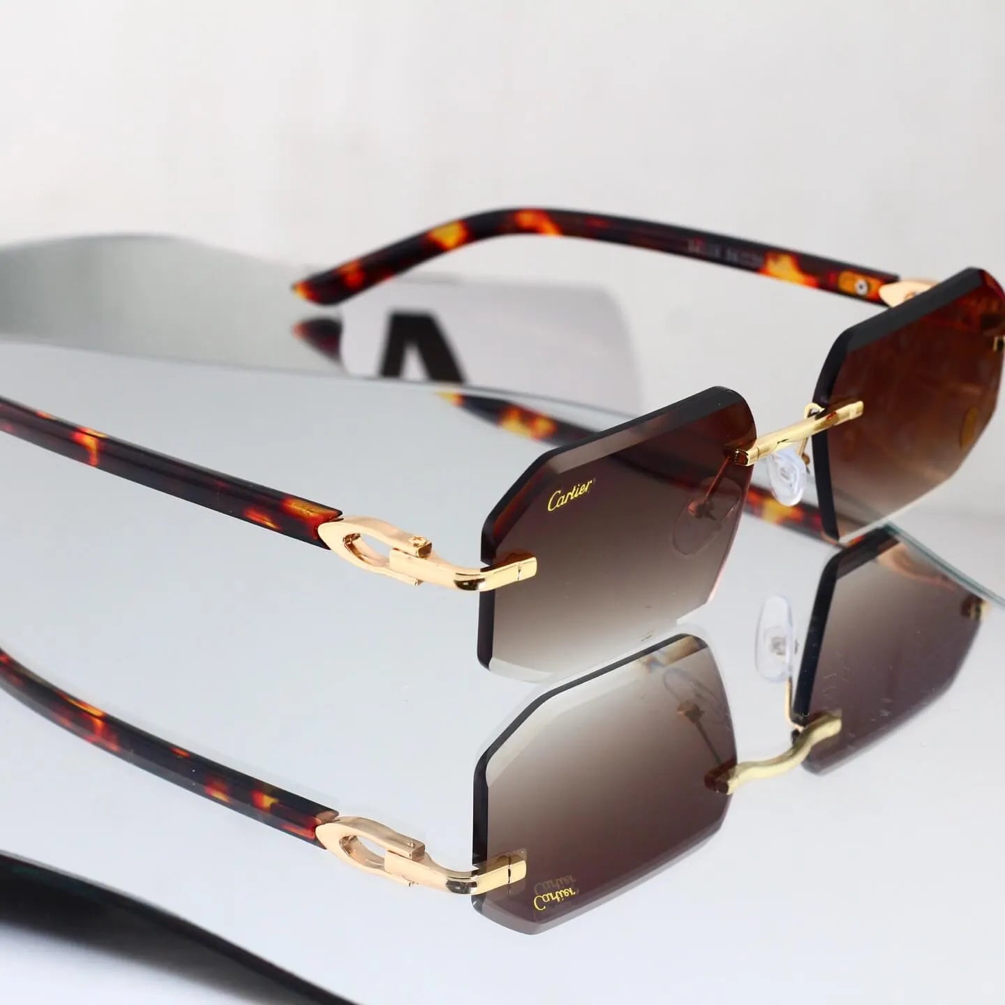 Rimless Octagonal Sunglasses