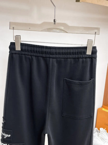 Multi‑Embroidered Patch Straight‑Leg Pants