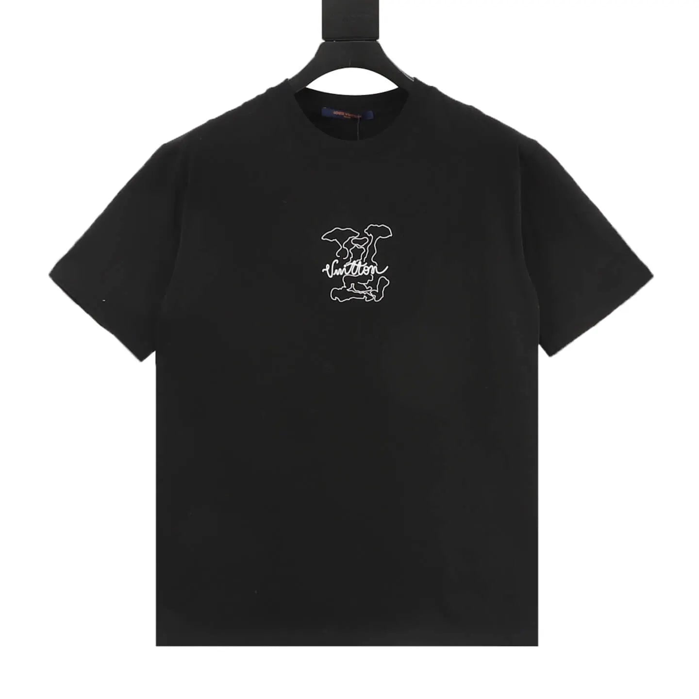 Dotted Outline Cursive Dual-Sided Print T-Shirt