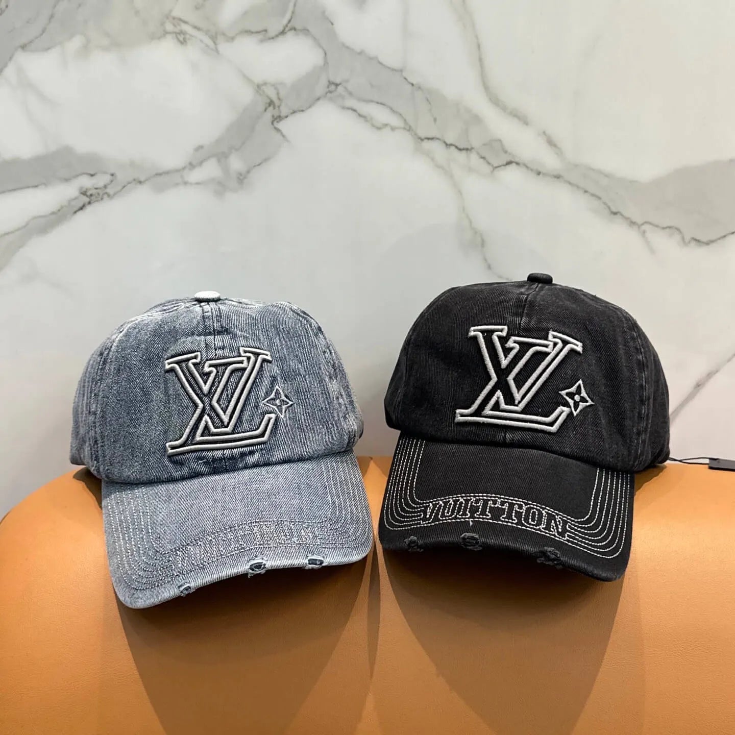 Distressed Denim Baseball Cap